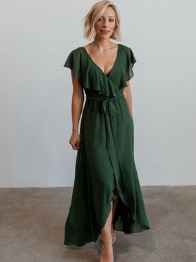 Baltic Born Katya Ruffle Evergreen Maxi Dress - Medium